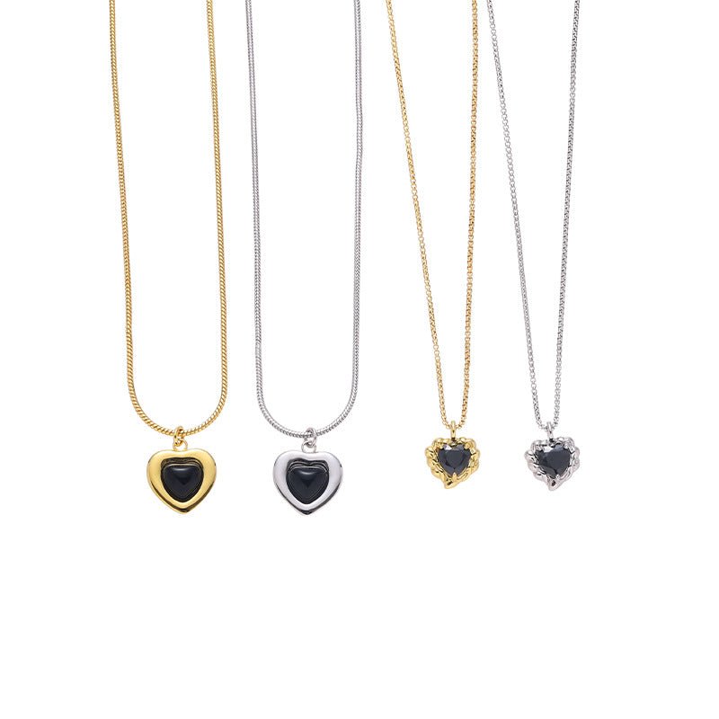 Black Agate Love Necklace - Crystal Nexus